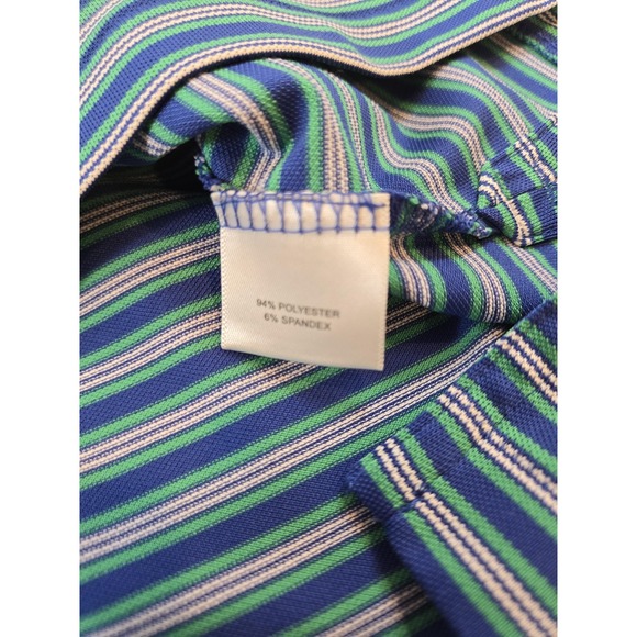 Peter Millar Polo Shirt Mens Large Blue Stripe Summer Comfort Golf No Logos - Picture 4 of 9